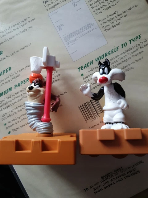 LOONEY TUNES SPACE Jam Happy Meal McDonalds Toys 1996 Sylvester/Taz EUR